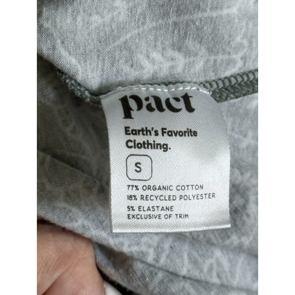 Pact Wide Leg Knit Pleated Pant Small Green Gray Floral Print Stretch Loungewear - Picture 3 of 7